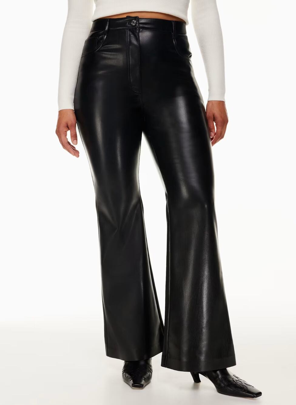 Wilfred Aritzia Flare Pants Womens 0 Black Melina Vegan Faux Leather High Waist